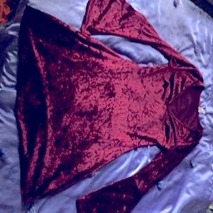 K TOO burgundy bell sleeve dress